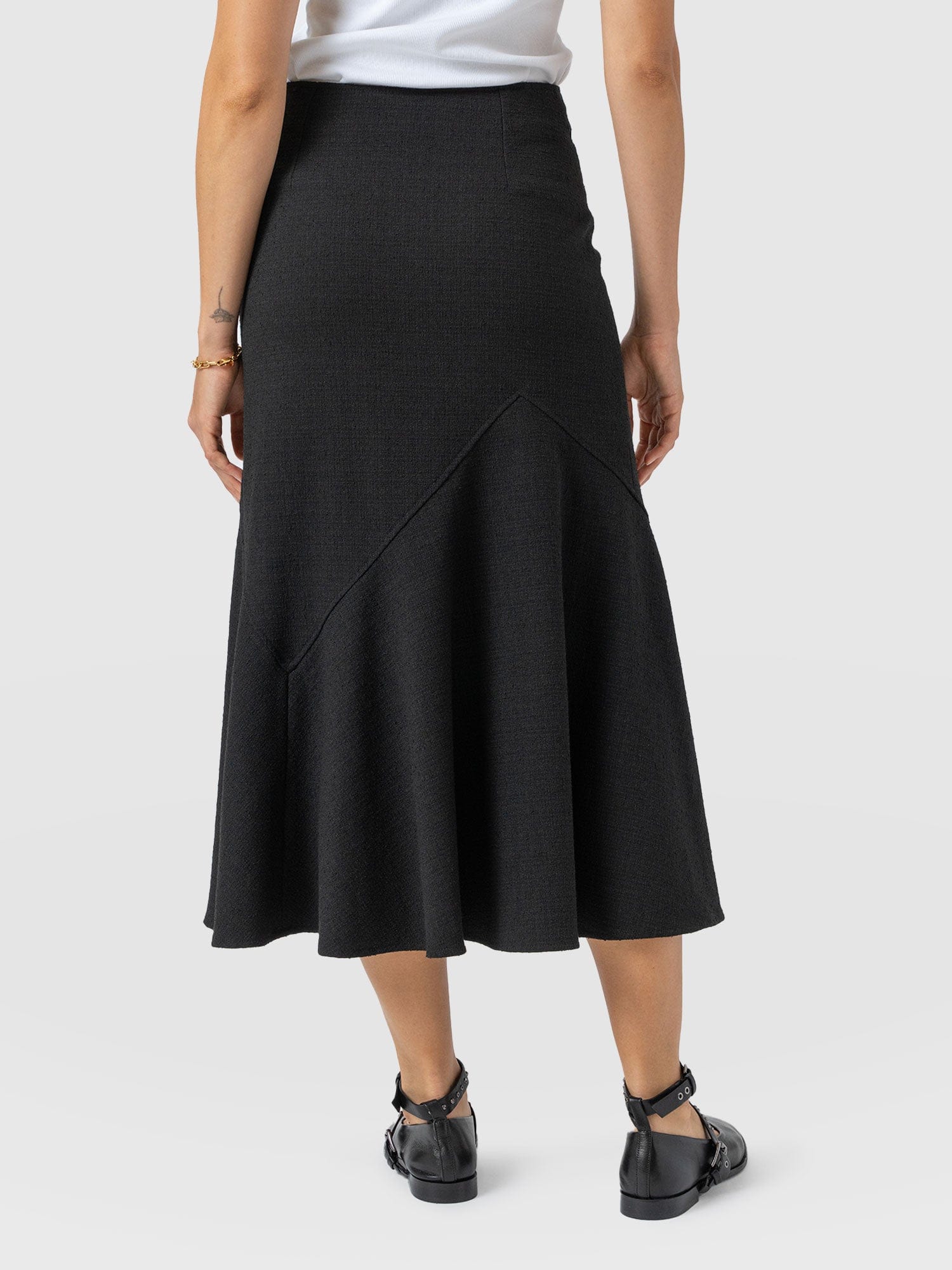 Lumi Panelled Skirt - Black Boucle - Women's Skirts | Saint + Sofia® USA